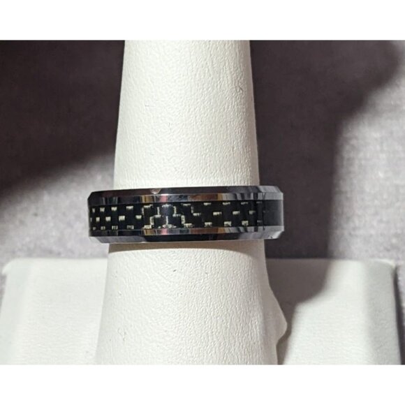 JSFG Tungsten Carbide Fiber Inlay Men's Wedding Ring 6mm Size 9 - Picture 9 of 13